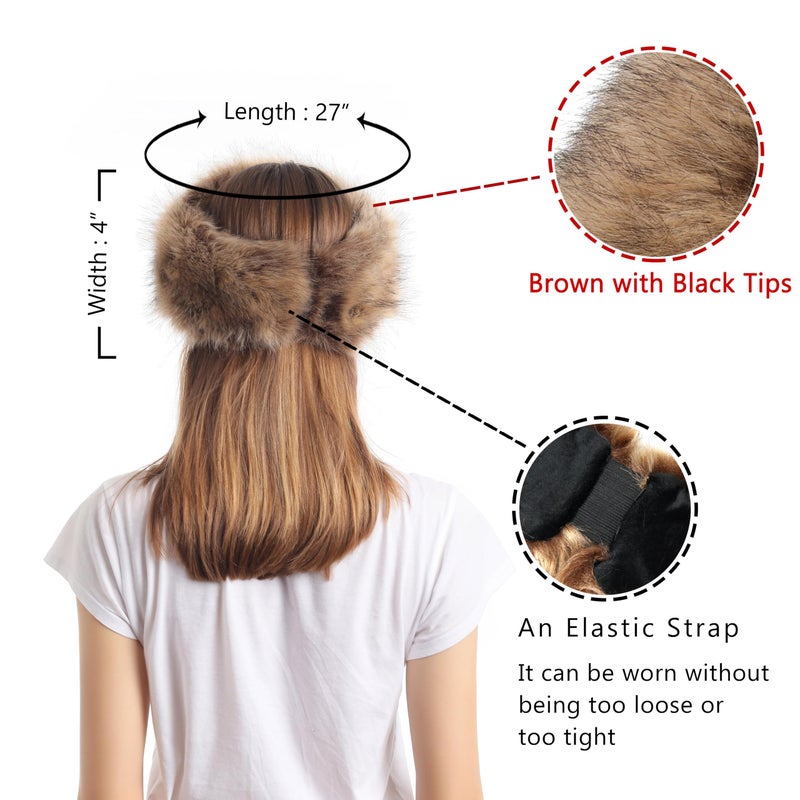 LA CARRIE Faux Fur Headband with Stretch Women's Winter Earwarmer Earmuff (Natural) - Image 2